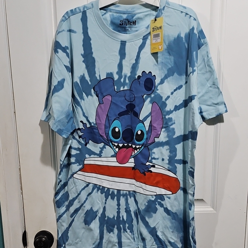 Disney Stitch Tie-Dye Surfing T-Shirt